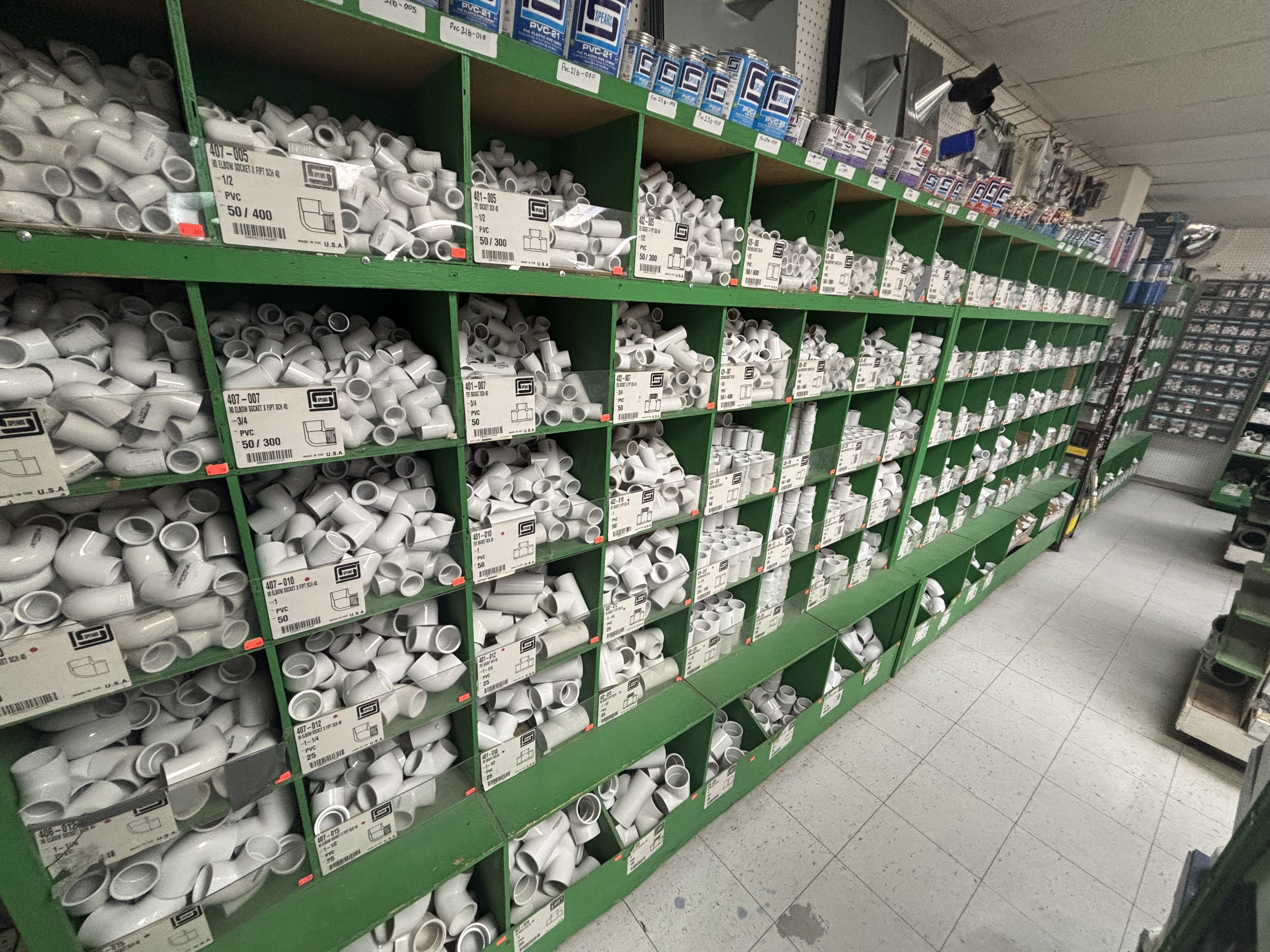 PVC and CPVC fittings aisle